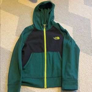 The North Face Kids Green and Black Fleece Hoodie